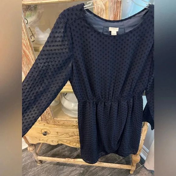 J. Crew Womens Navy Blue Dot Tulip Hem Dress Size 4 - Picture 3 of 7